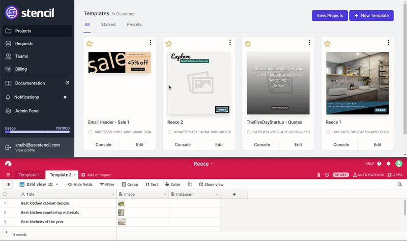 Inbox user interface